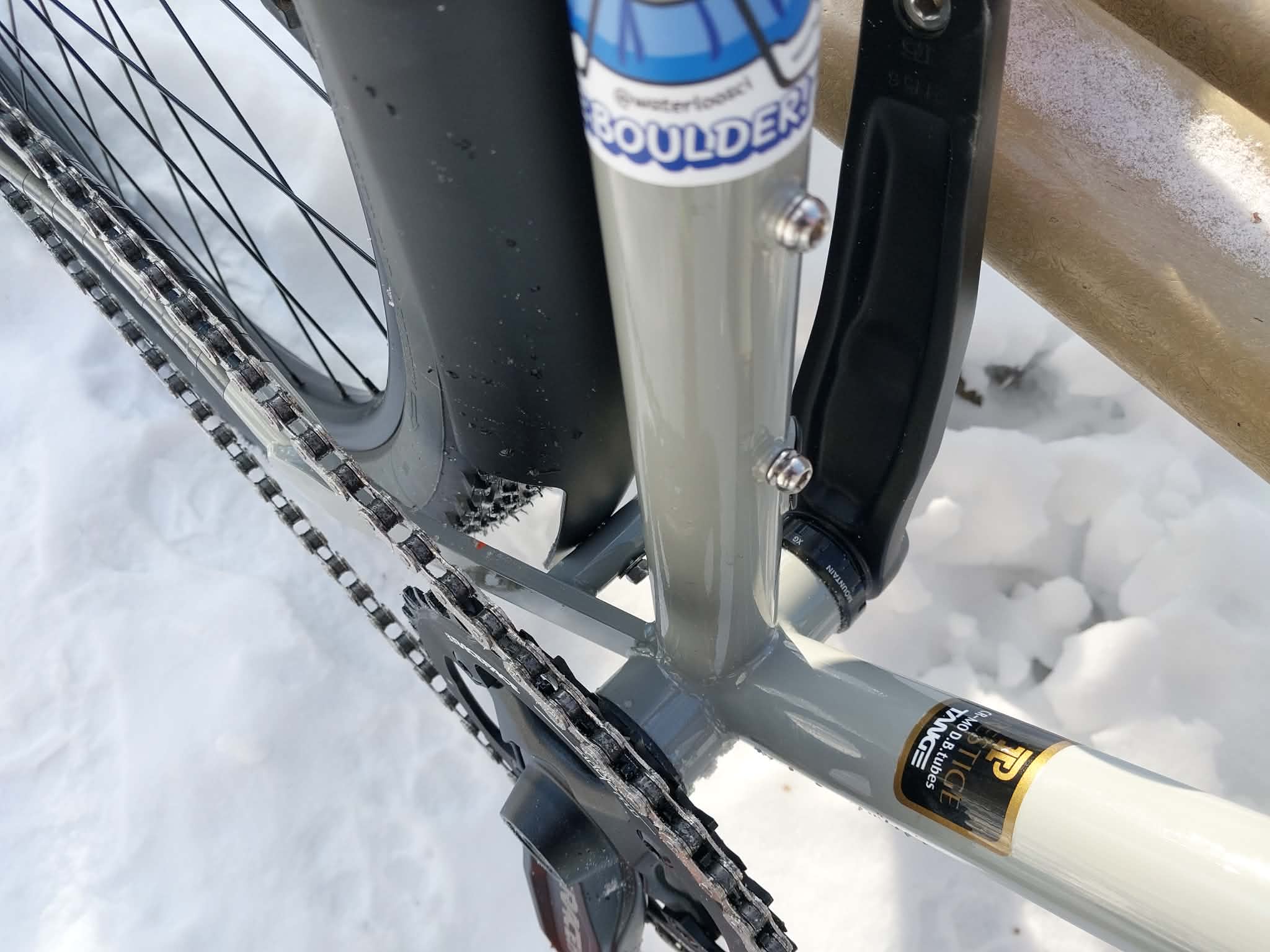 Closeup on front chainrings