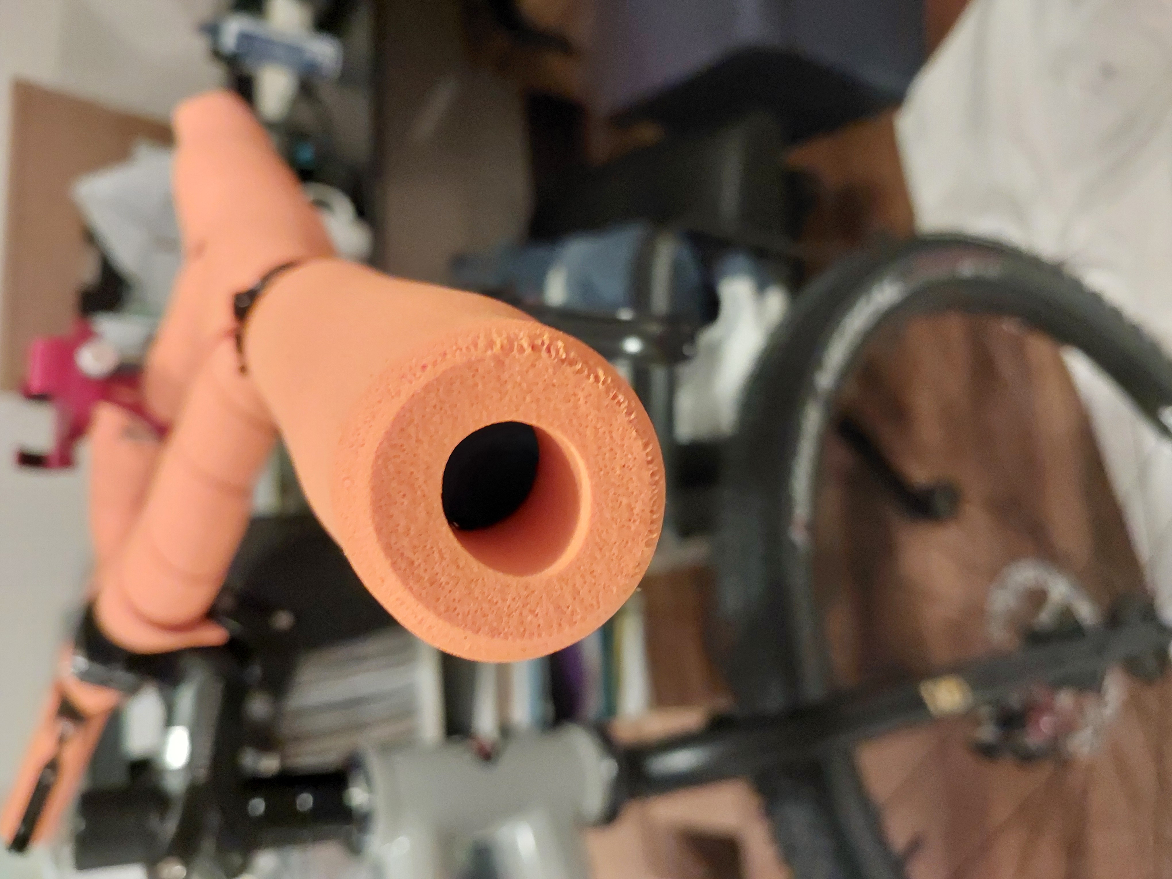 Handlebar grips partially on handlebars